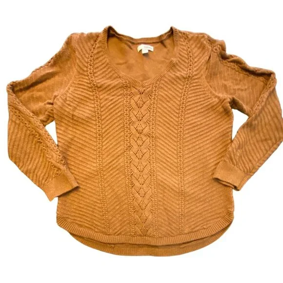 Sonoma Cable Knit Sweater In Warm Chestnut Brown - Size Large - Picture 5 of 14